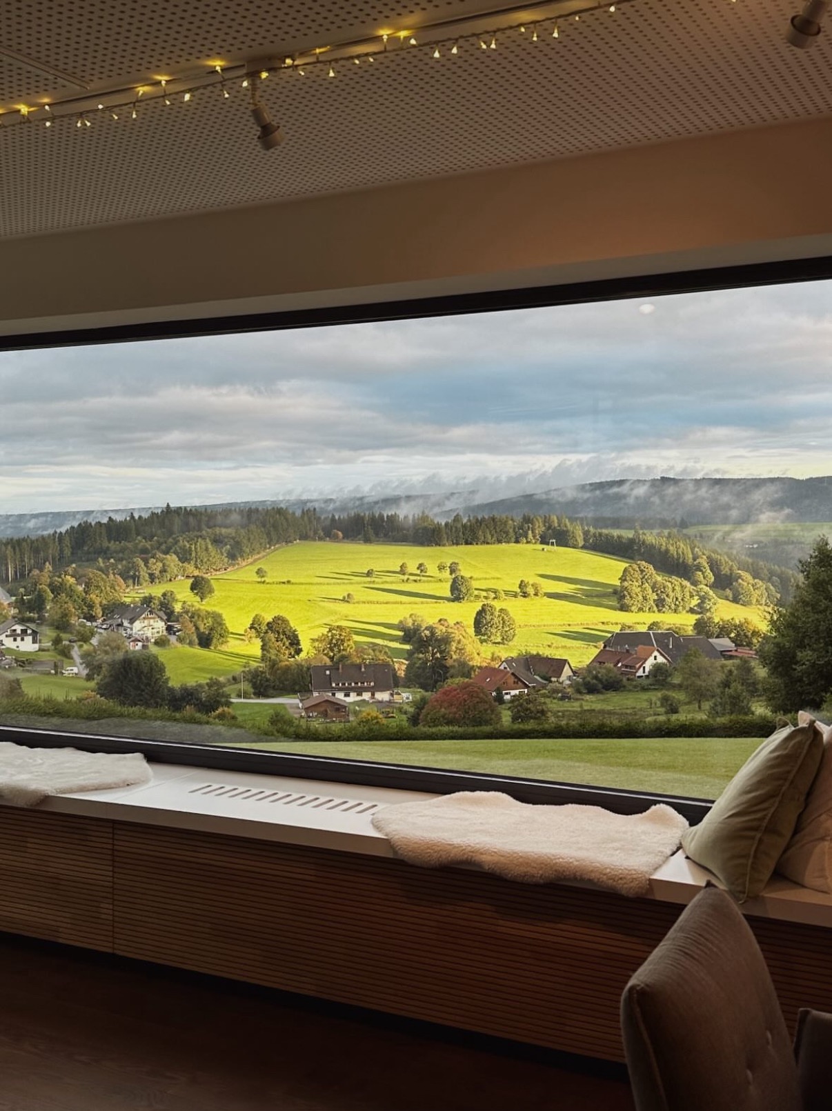 Blick aus dem Panoramafenster über die Schwarzwaldhügel